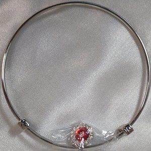 Silver Bracelet Red Birthstone